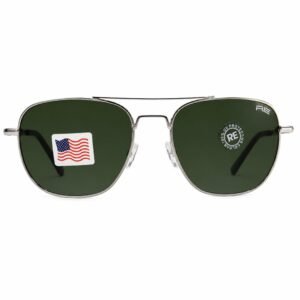 Premium Silver Frame Sunglasses with Green Lenses