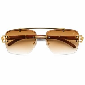 Premium Rimless Square Sunglasses with Gold Frame