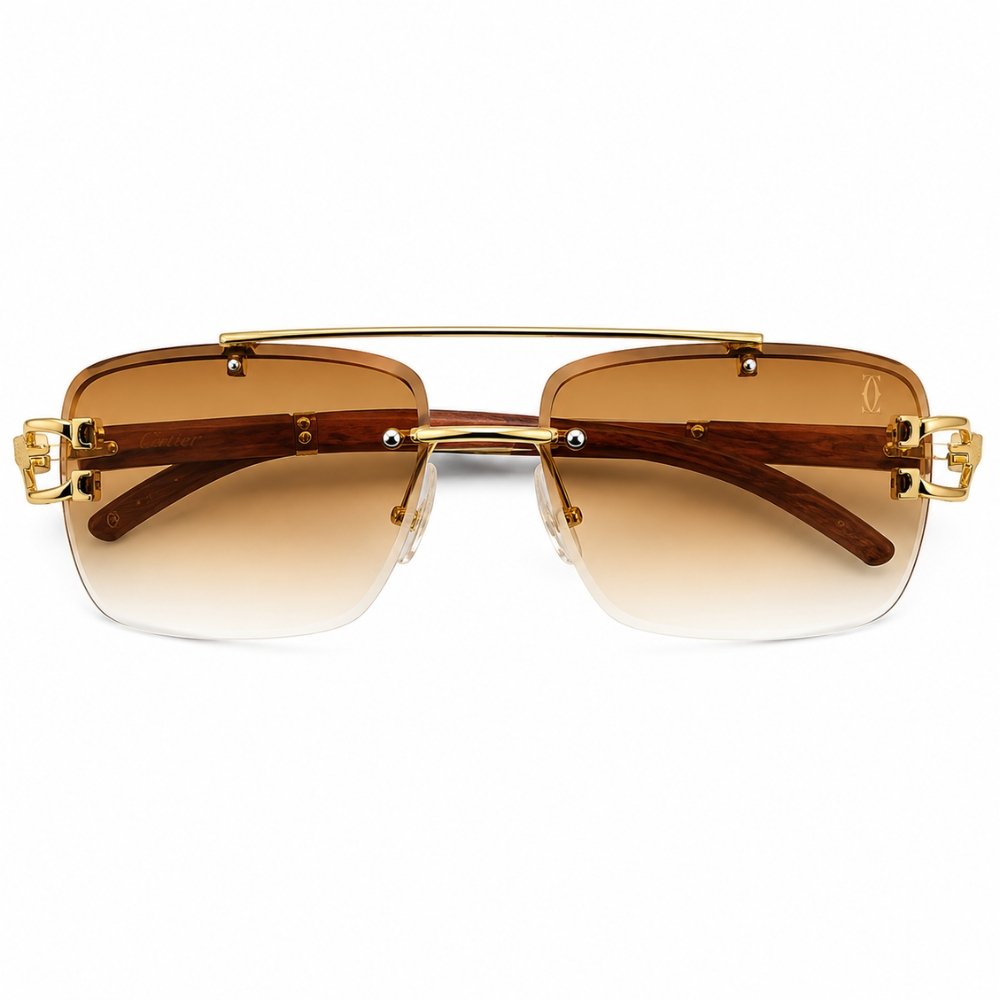 Premium Rimless Square Sunglasses with Gold Frame