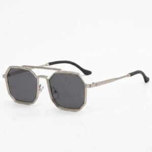 Premium Silver Rectangle Octagon Unisex Sunglasses