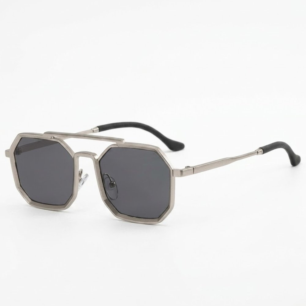 Premium Silver Rectangle Octagon Unisex Sunglasses