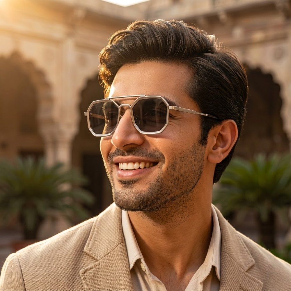 Premium Silver Rectangle Octagon Unisex Sunglasses - Image 2