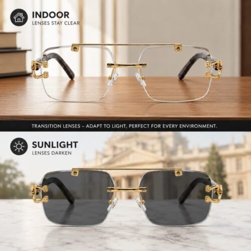 Executive Gold Rimless Transition Glasses