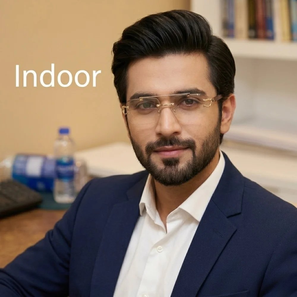 Executive Gold Rimless Transition Glasses - Image 3