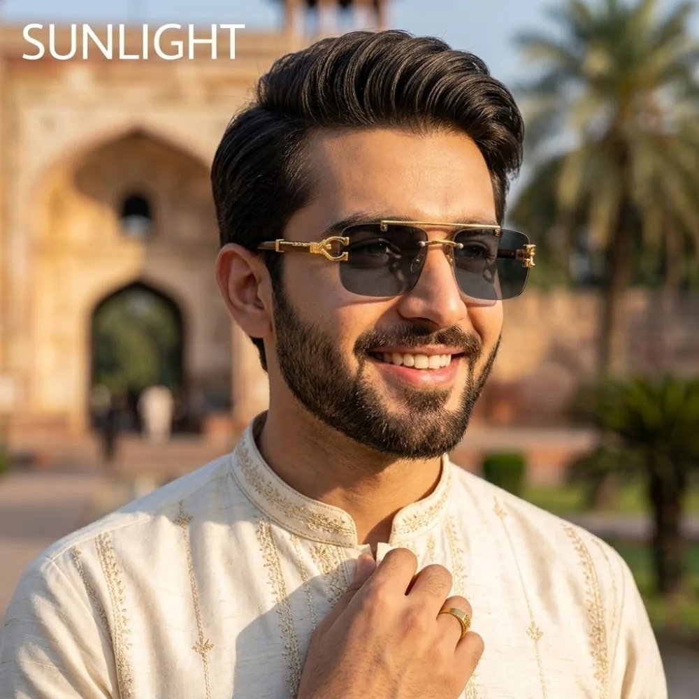 Executive Gold Rimless Transition Glasses - Image 4