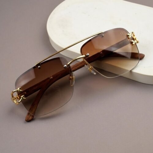 Premium Rimless Square Sunglasses with Gold Frame