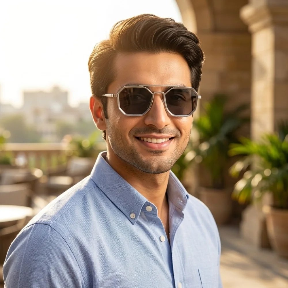 Premium Silver Rectangle Octagon Unisex Sunglasses - Image 4