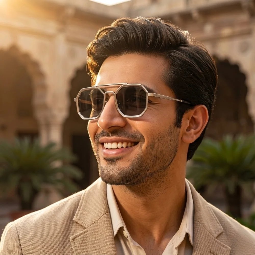 Premium Silver Rectangle Octagon Unisex Sunglasses - Image 3
